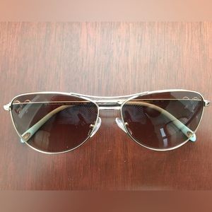 Tiffany & Co. Gold Aviator Sunglasses and Case